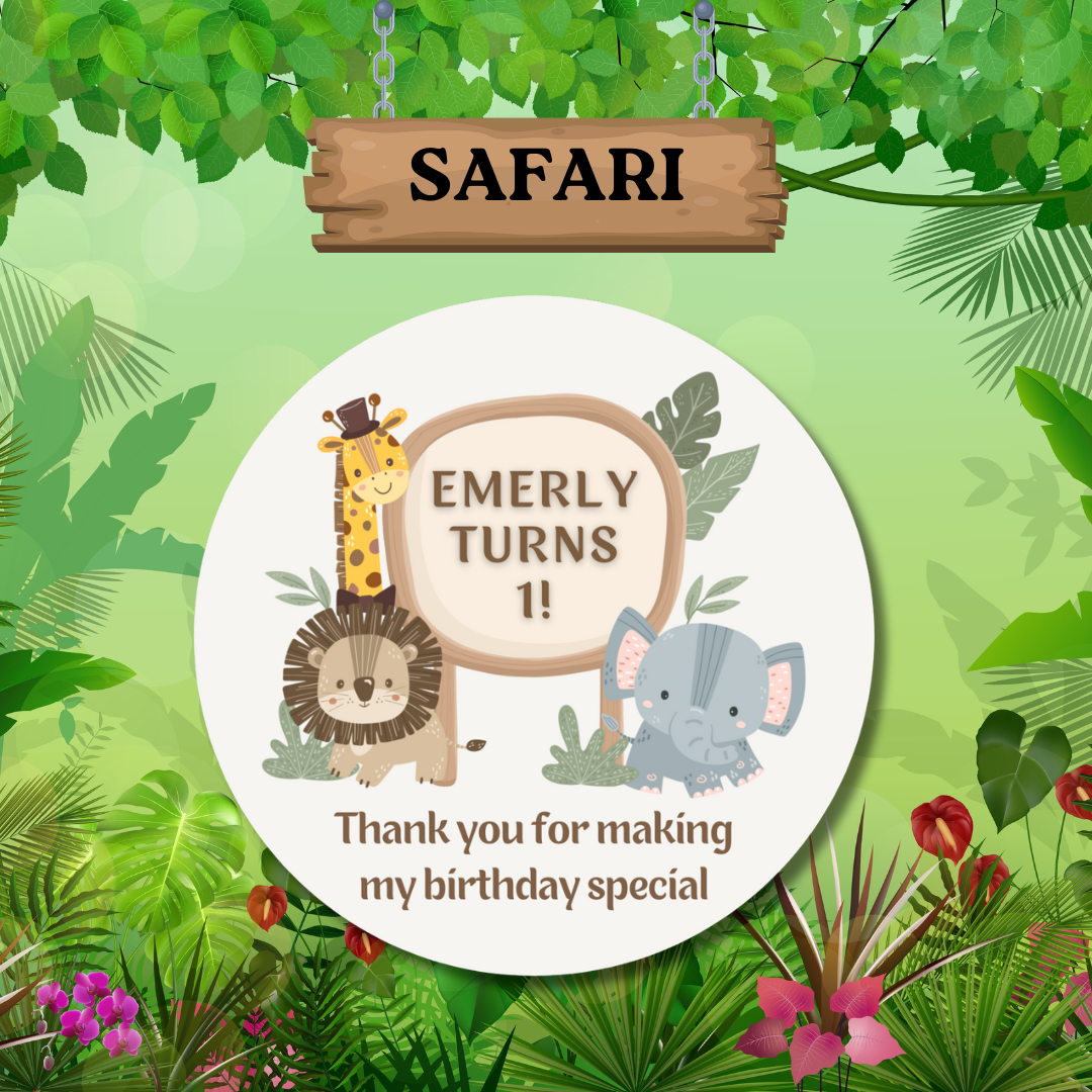Safari Birthday Stickers