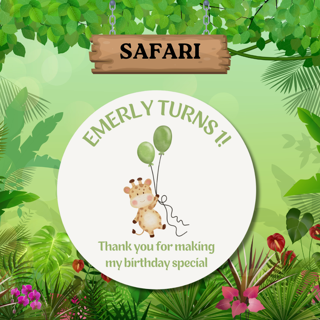 Safari Birthday Stickers