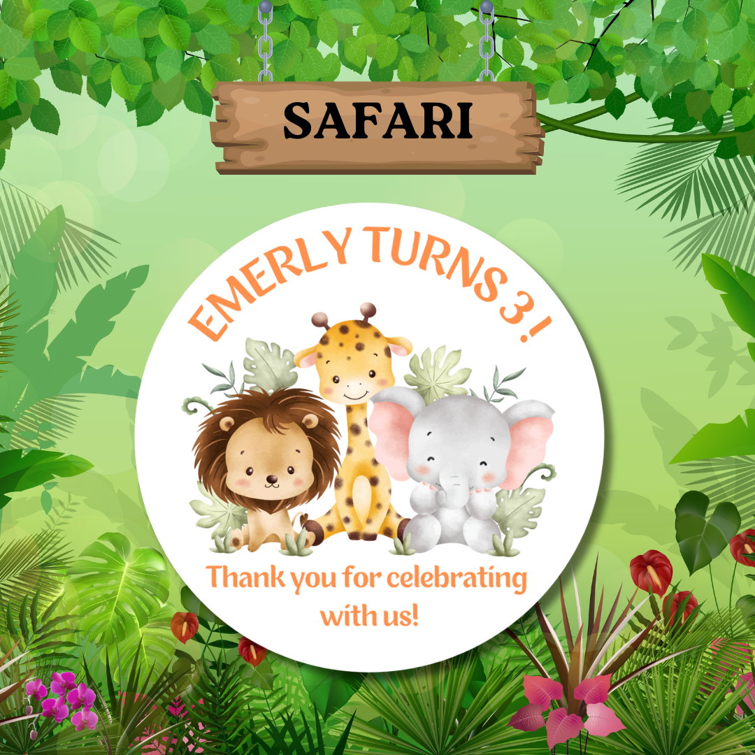 Safari Birthday Stickers