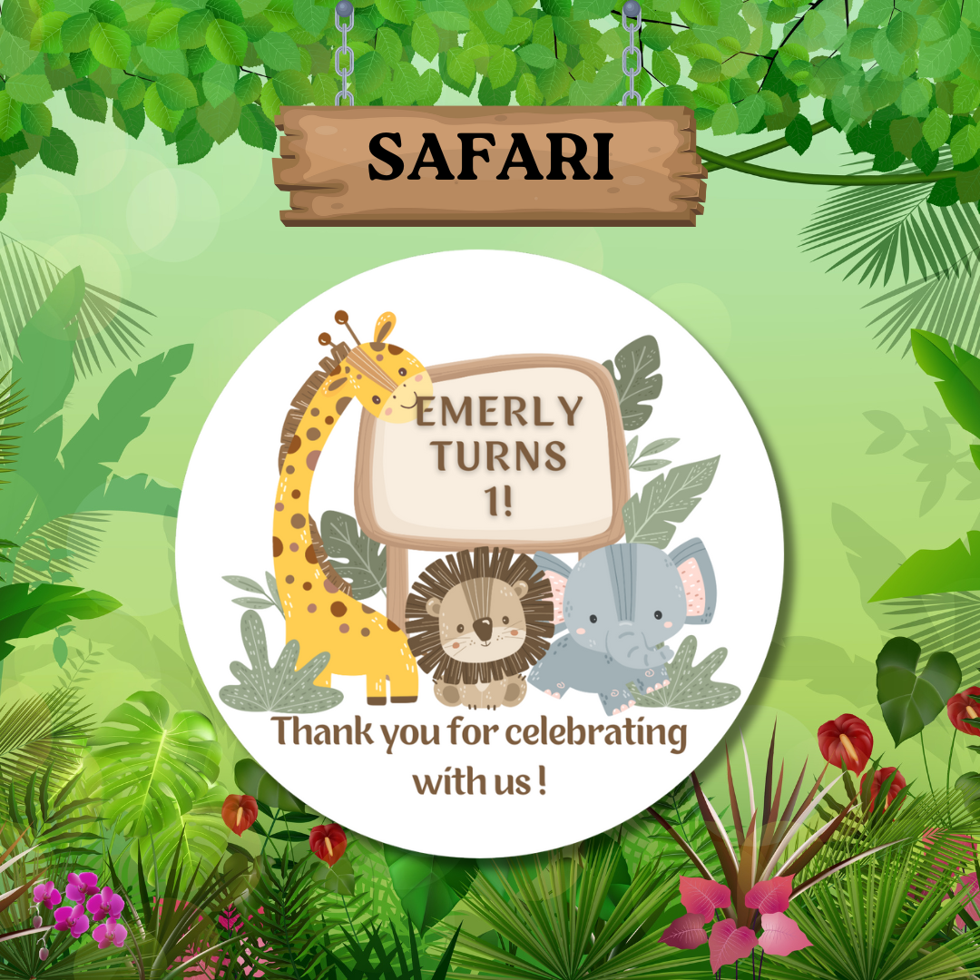 Safari Birthday Stickers