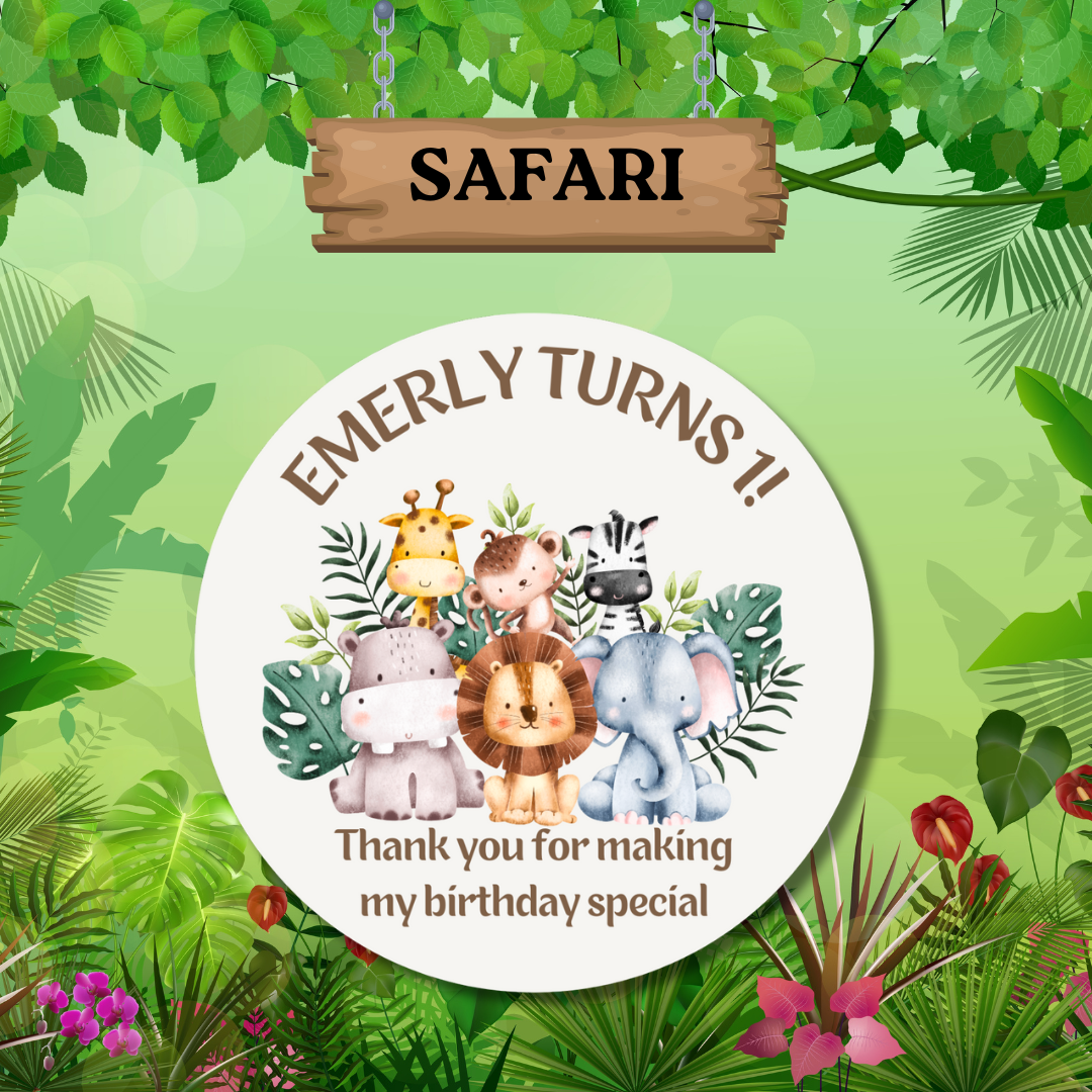 Safari Birthday Stickers