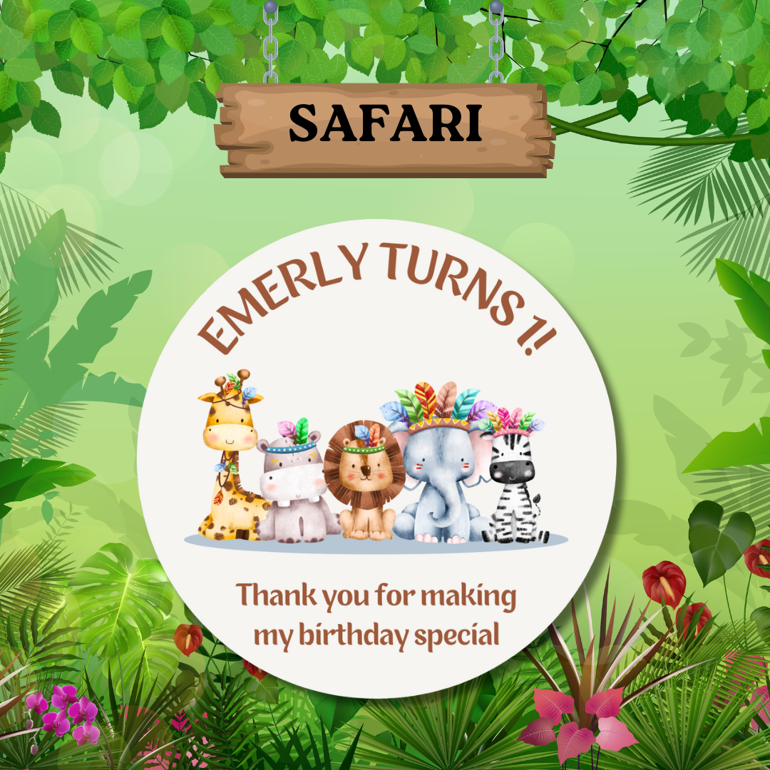Safari Birthday Stickers
