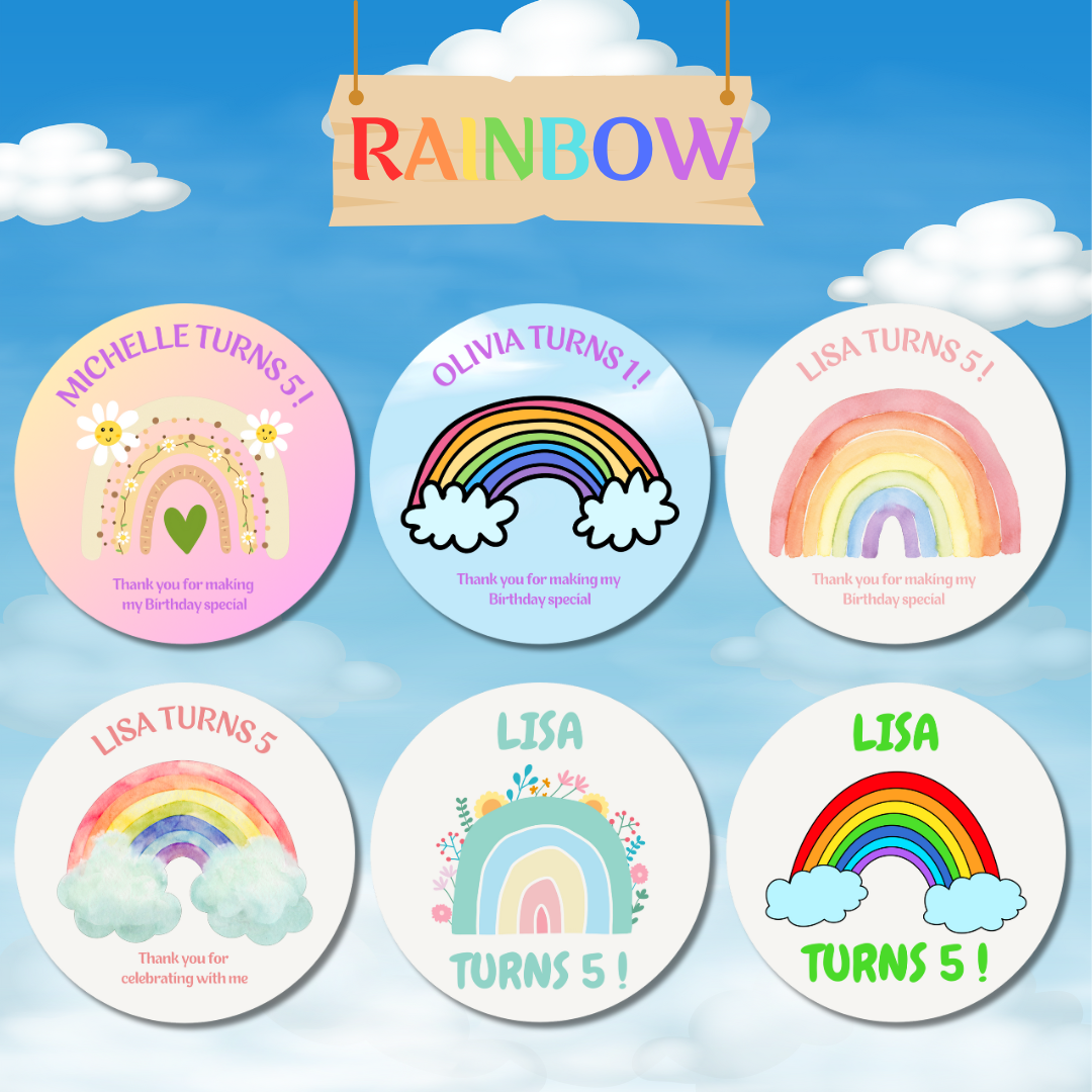 Rainbow Birthday Stickers