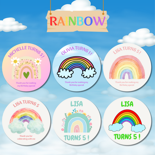 Rainbow Birthday Stickers