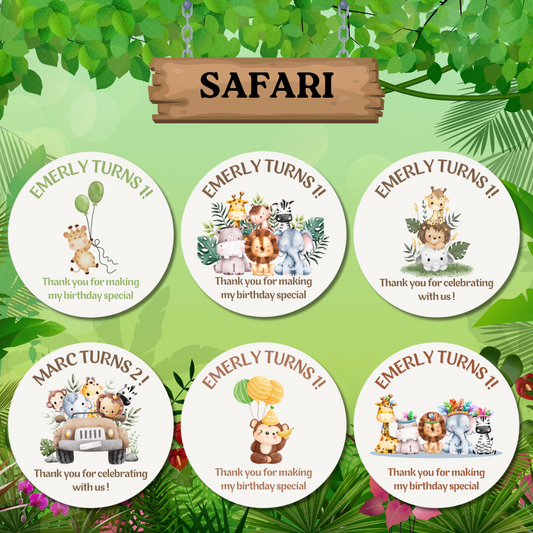 Safari Birthday Stickers