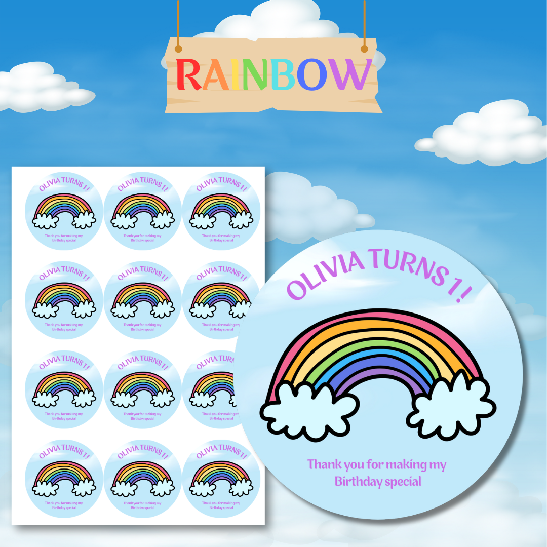 Rainbow Birthday Stickers