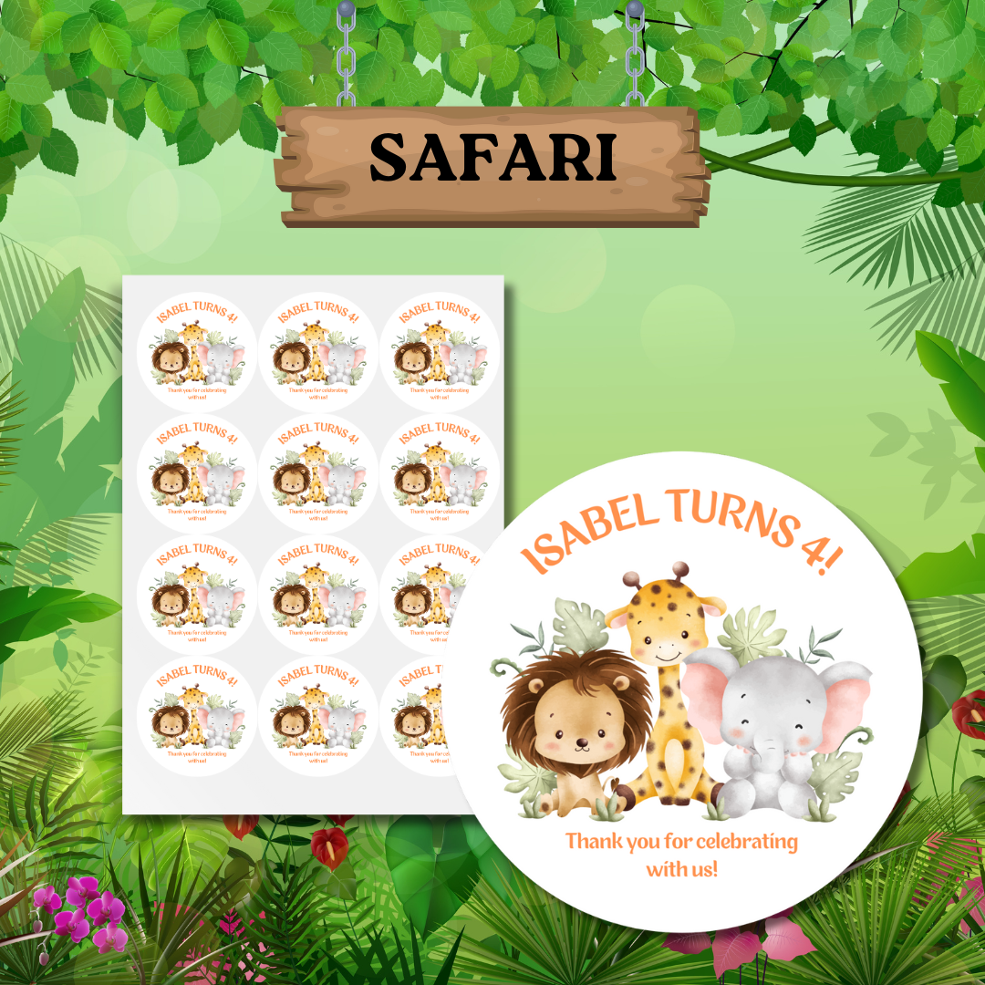 Safari Birthday Stickers
