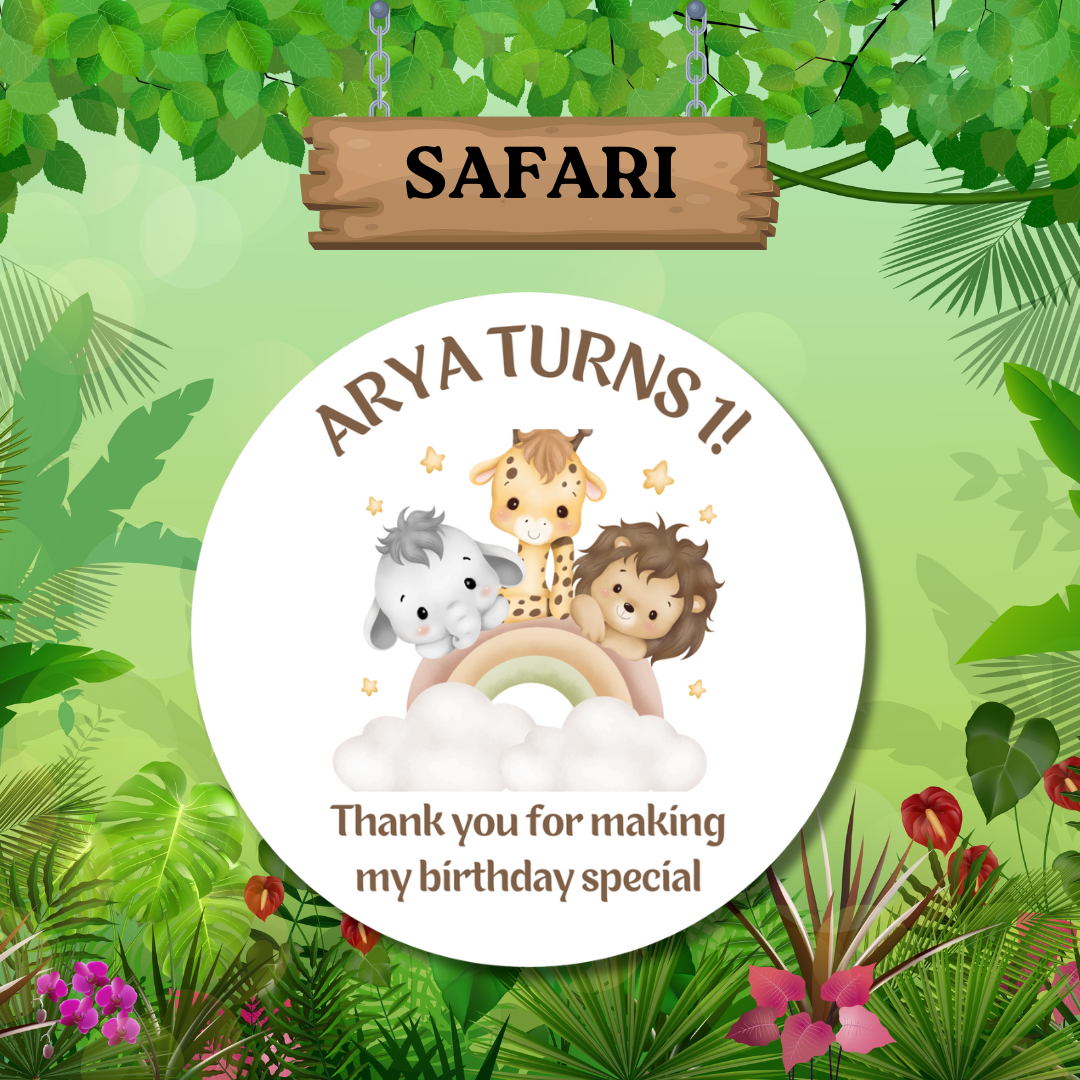 Safari Birthday Stickers
