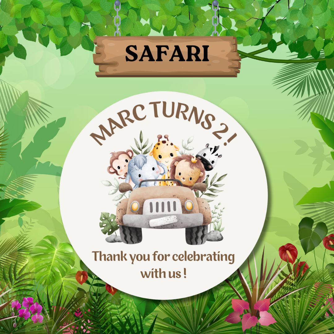 Safari Birthday Stickers