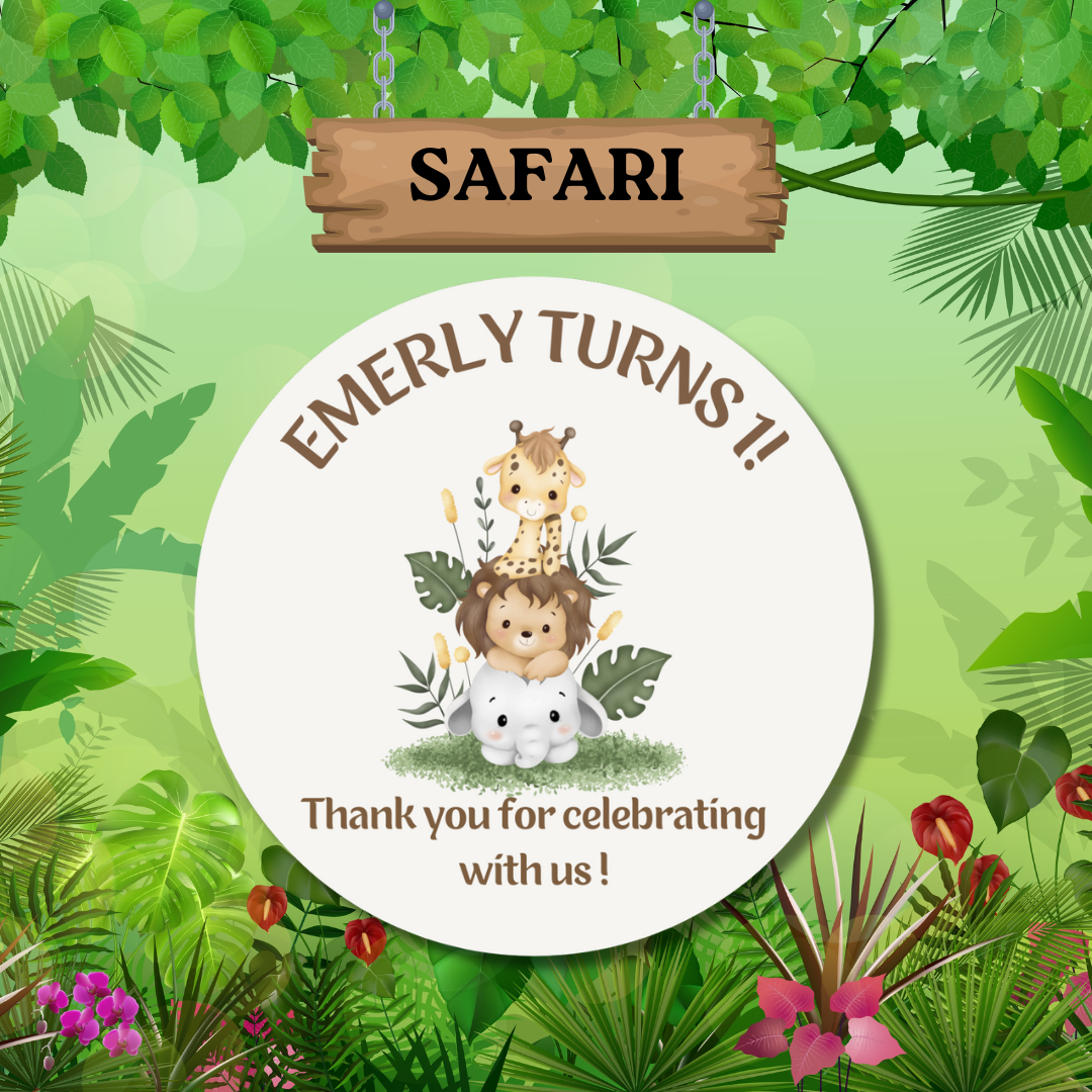 Safari Birthday Stickers